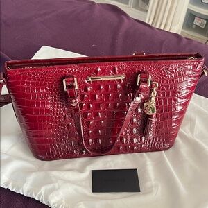 Brahmin Deep Red Croc-Embossed Tote
